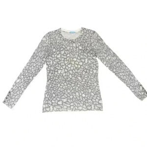 Women's J.McLaughlin Gray & White Animal Print crew neck sweater Fall holiday